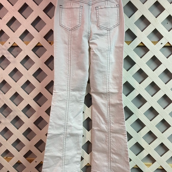 Peace Love World White Wash High Front Slit Jeans Seaming Detail White Wash Sz 0 - Picture 3 of 10